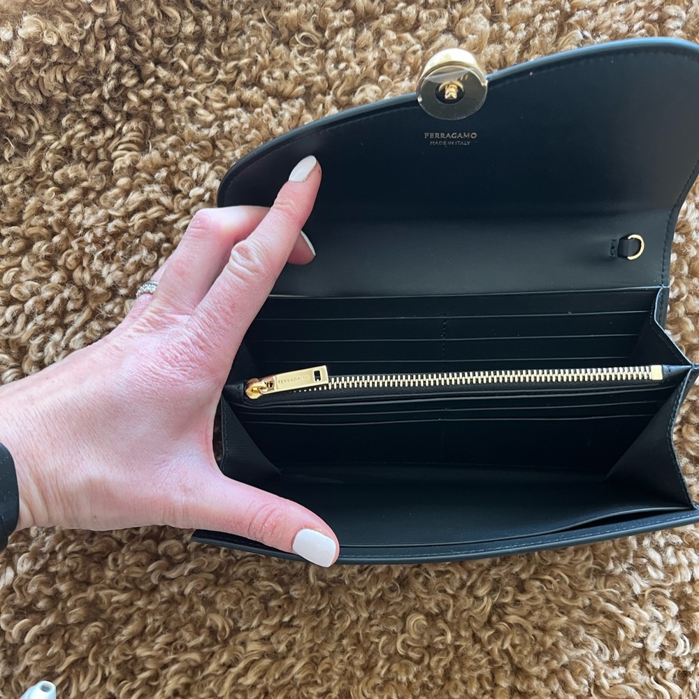 Black leather ferragmo wallet / brand NEW.